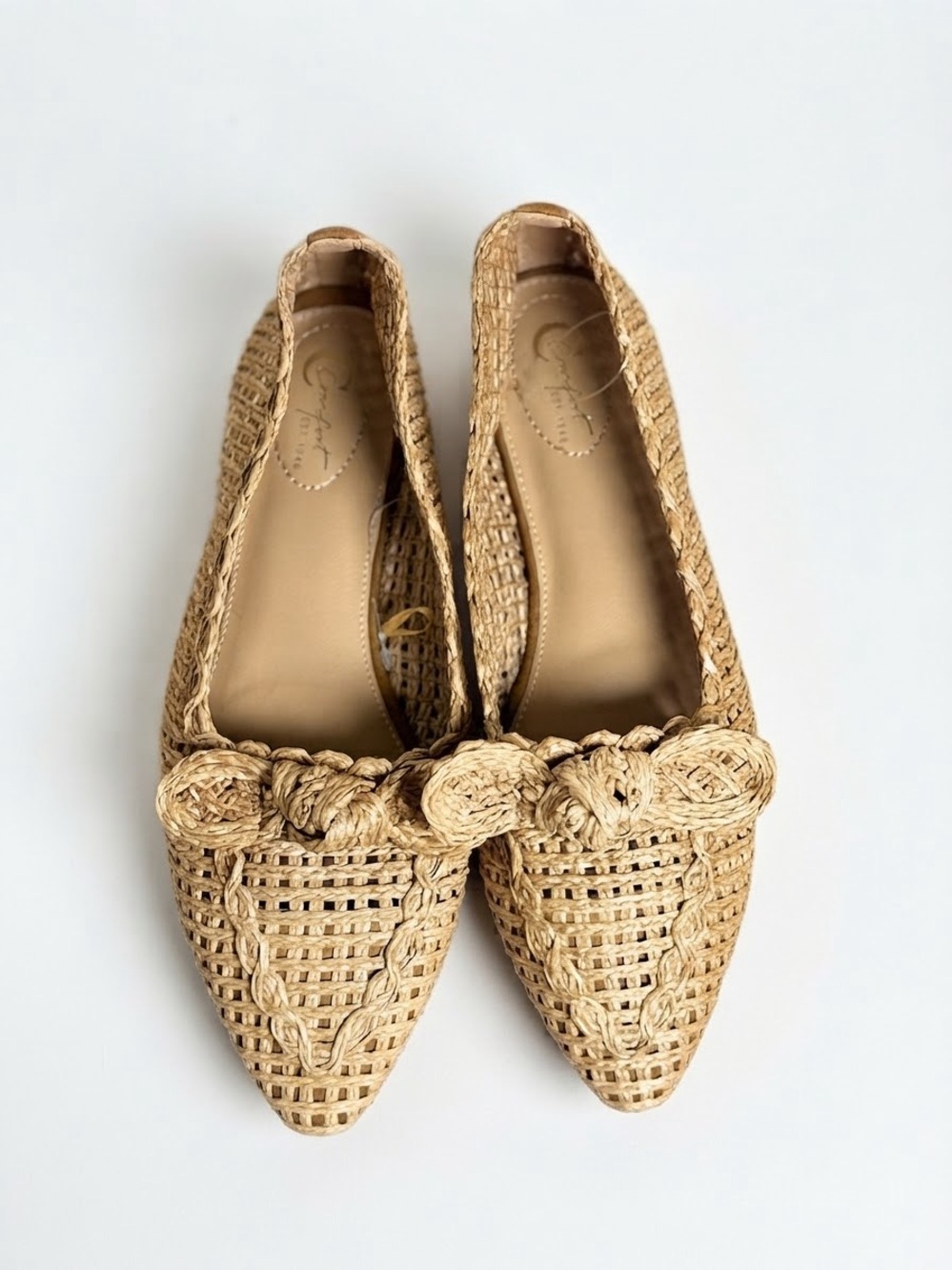 NWOT Comfort Est. 1946 Woven Straw Bow Flats Size 9